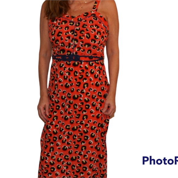 Coral Open Back Animal Print Maxi Dress - Picture 7 of 9